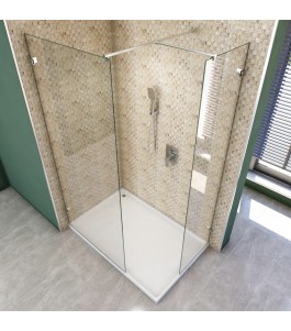 Walk In Dusche  - Almada 04 - Duschwand - Chrom - Klarglas