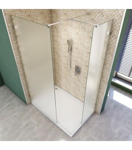 Walk In Dusche  - Almada 04 - Duschwand - Chrom - Satino