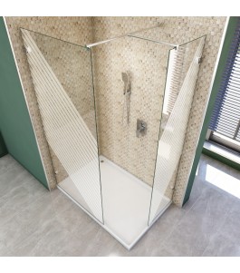 Walk In Dusche  - Almada 04 - Duschwand - Chrom - Bevels