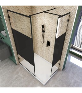 Walk In Dusche  - Amora 04 - Duschwand - Schwarz - Loft 3
