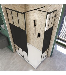 Walk In Dusche  - Amora 04 - Duschwand - Schwarz - Loft 4