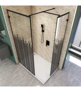 Walk In Dusche  - Amora 04 - Duschwand - Schwarz - Loft 6
