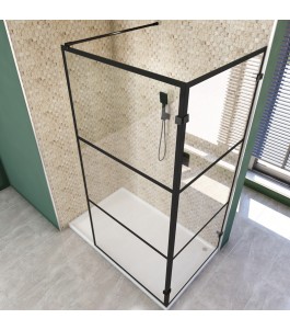 Walk In Dusche  - Amora 05 - Duschwand - Schwarz - Loft 1