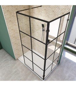 Walk In Dusche  - Amora 05 - Duschwand - Schwarz - Loft 2