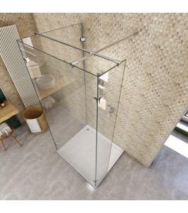 Walk In Dusche  - Almada 07 - Duschwand - Chrom - Klarglas