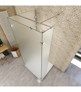 Walk In Dusche  - Almada 07 - Duschwand - Chrom - Satino
