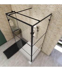 Walk In Dusche  - Amora 07 - Duschwand - Schwarz - Loft 1