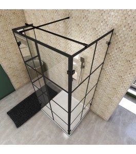 Walk In Dusche  - Amora 07 - Duschwand - Schwarz - Loft 2