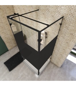 Walk In Dusche  - Amora 07 - Duschwand - Schwarz - Loft 3
