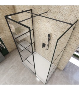 Walk In Dusche  - Amora 08 - Duschwand - Schwarz - Loft 1