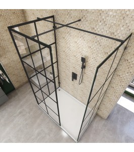 Walk In Dusche  - Amora 08 - Duschwand - Schwarz - Loft 2