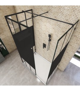 Walk In Dusche  - Amora 08 - Duschwand - Schwarz - Loft 4