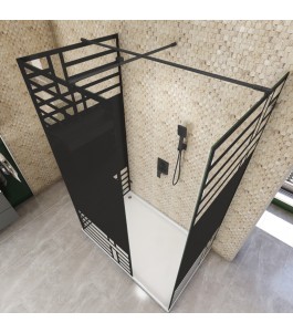 Walk In Dusche  - Amora 08 - Duschwand - Schwarz - Loft 5