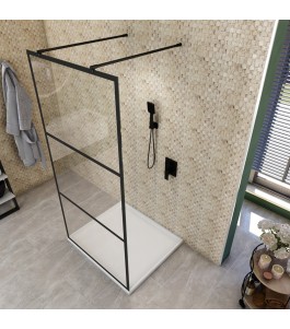 Walk In Dusche  - Amora 09 - Duschwand - Schwarz - Loft 1