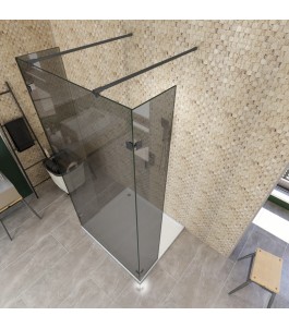 Walk In Dusche  - Amora 10 - Duschwand - Schwarz - Grauglas