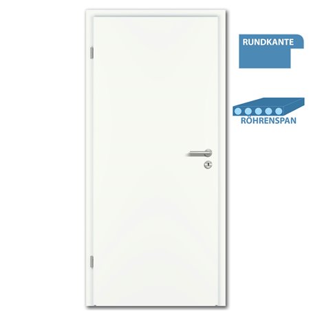 Türblatt Weisslack 9010 - Rundkante