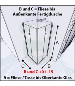 Eck-Duschkabine Cali 09 - Falttür - Chrom - Grauglas