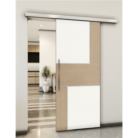 Holzschiebetür Slim-Line - Eiche und Weiss  Model 2027