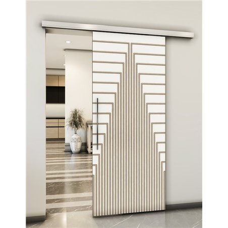 Holzschiebetür Slim-Line - Eiche und Weiss  Model 2053