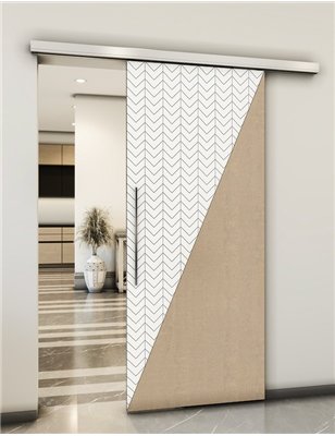 Holzschiebetür Slim-Line - Eiche und Weiss  Model 2078