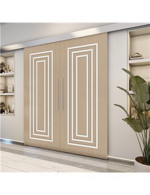 Holzschiebetür Eco-Line - Eiche und Weiss  Model 3002-2