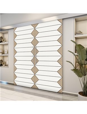 Holzschiebetür Eco-Line - Eiche und Weiss  Model 3008-2