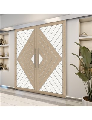 Holzschiebetür Eco-Line - Eiche und Weiss  Model 3009-2