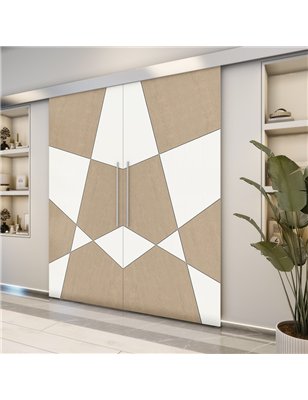 Holzschiebetür Eco-Line - Eiche und Weiss  Model 3011-2