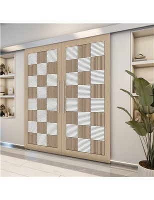 Holzschiebetür Eco-Line - Eiche und Weiss  Model 3015-2