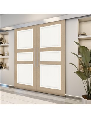 Holzschiebetür Eco-Line - Eiche und Weiss  Model 3021-2
