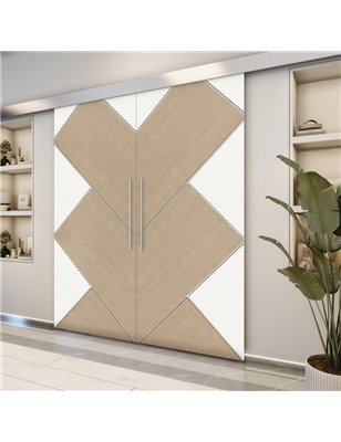Holzschiebetür Eco-Line - Eiche und Weiss  Model 3026-2