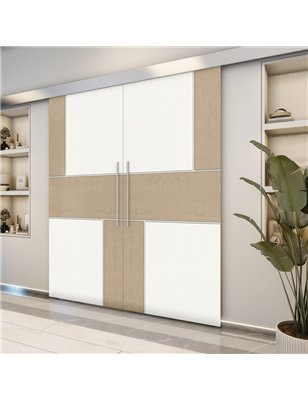 Holzschiebetür Eco-Line - Eiche und Weiss  Model 3027-2