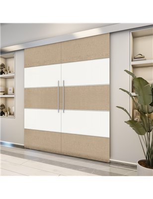 Holzschiebetür Eco-Line - Eiche und Weiss  Model 3031-2