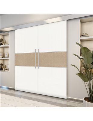 Holzschiebetür Eco-Line - Eiche und Weiss  Model 3032-2