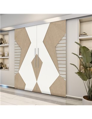 Holzschiebetür Eco-Line - Eiche und Weiss  Model 3033-2