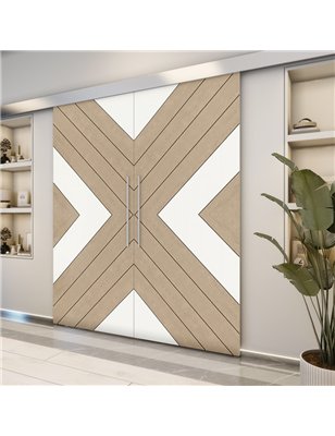 Holzschiebetür Eco-Line - Eiche und Weiss  Model 3038-2