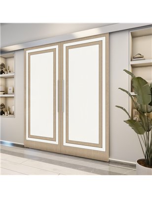 Holzschiebetür Eco-Line - Eiche und Weiss  Model 3041-2