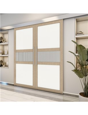 Holzschiebetür Eco-Line - Eiche und Weiss  Model 3042-2