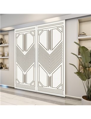 Holzschiebetür Eco-Line - Eiche und Weiss  Model 3048-2
