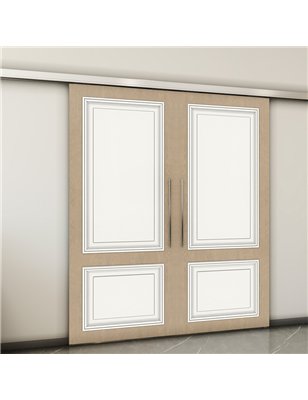 Holzschiebetür Slim-Line - Eiche und Weiss  Model 3004-2