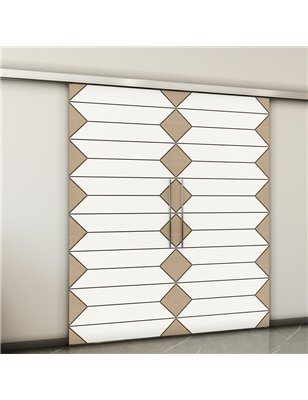 Holzschiebetür Slim-Line - Eiche und Weiss  Model 3008-2