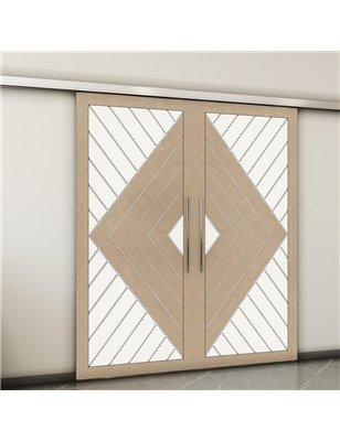 Holzschiebetür Slim-Line - Eiche und Weiss  Model 3009-2