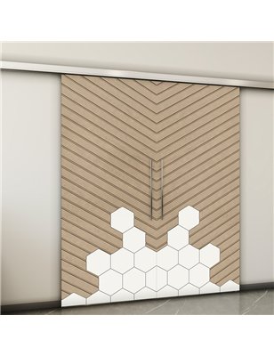 Holzschiebetür Slim-Line - Eiche und Weiss  Model 3016-2