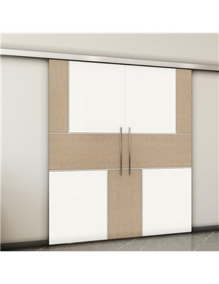 Holzschiebetür Slim-Line - Eiche und Weiss  Model 3027-2