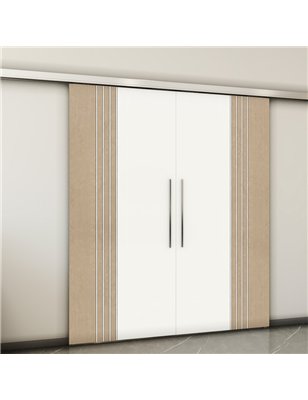Holzschiebetür Slim-Line - Eiche und Weiss  Model 3028-2