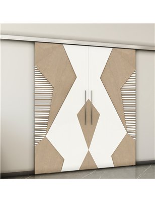 Holzschiebetür Slim-Line - Eiche und Weiss  Model 3033-2