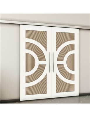 Holzschiebetür Slim-Line - Eiche und Weiss  Model 3051-2