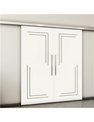 Holzschiebetür Slim-Line - Eiche und Weiss  Model 3065-2