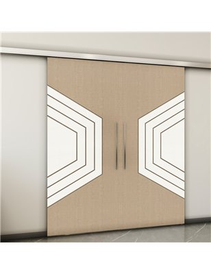 Holzschiebetür Slim-Line - Eiche und Weiss  Model 3072-2