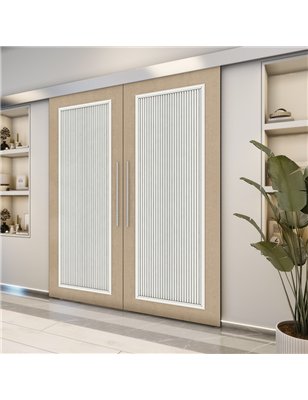 Holzschiebetür Eco-Line - Eiche und Weiss  Model 4005-2